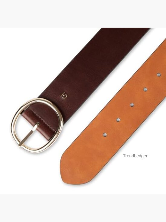 Reversible Wide Leather Belt with Oversized Circle Buckle main image 6